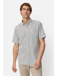 camel active ανδρικό κοντομάνικο πουκάμισο button down με ψιλό ριγέ σχέδιο και τσέπη με κεντημένο mo
