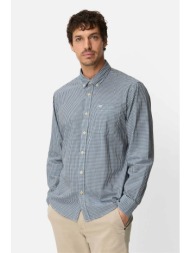 camel active ανδρικό πουκάμισο button down με καρό σχέδιο και τσέπη με κεντημένο monogram regular fi