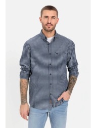 camel active ανδρικό πουκάμισο button down με καρό σχέδιο και τσέπη με κεντημένο monogram regular fi