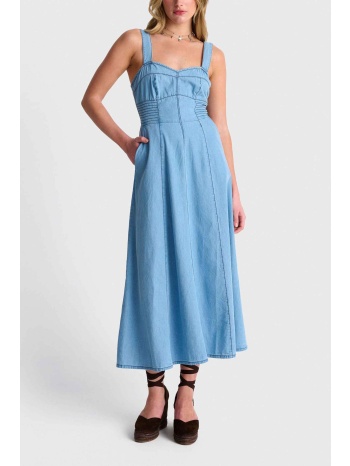 `ale γυναικείο midi φόρεμα αμάνικο με denim όψη - 81253781 σε προσφορά