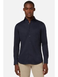 boggi milano ανδρικό πουκάμισο μονόχρωμο regular fit - bo21c004104 μπλε σκούρο
