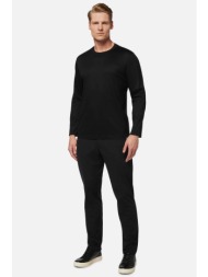 boggi milano ανδρικό παντελόνι με ελαστική μέση regular fit - bo23c001902 μαύρο