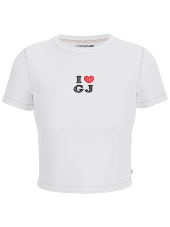 guess γυναικείο t-shirt cropped με print slim fit  σε προσφορά