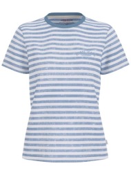 guess γυναικείο t-shirt με ριγέ σχέδιο και logo print regular fit - w6giz3kctf1 μπλε