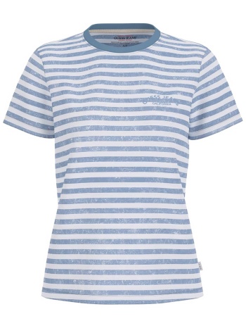 guess γυναικείο t-shirt με ριγέ σχέδιο και logo print σε προσφορά