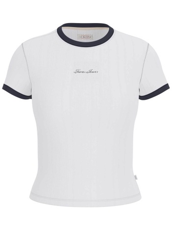 guess γυναικείο t-shirt cropped με κεντημένο λογότυπο slim σε προσφορά