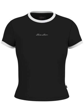 guess γυναικείο t-shirt cropped με κεντημένο λογότυπο slim σε προσφορά