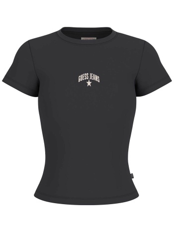 guess γυναικείο t-shirt ribbed με κεντημένο λογότυπο slim σε προσφορά