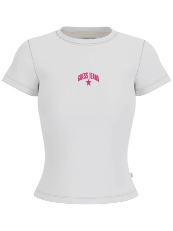 guess γυναικείο t-shirt ribbed με κεντημένο λογότυπο slim σε προσφορά