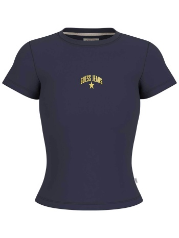 guess γυναικείο t-shirt ribbed με κεντημένο λογότυπο slim σε προσφορά