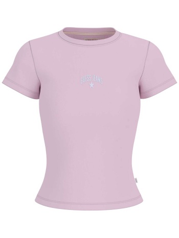 guess γυναικείο t-shirt ribbed με κεντημένο λογότυπο slim σε προσφορά
