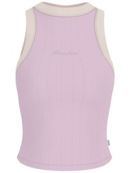 guess γυναικείο αμάνικο τοπ ribbed με κεντημένο λογότυπο slim fit - w6gpz8kf641 ροζ
