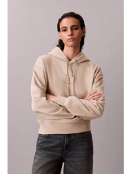 calvin klein γυναικεία μπλούζα φούτερ με λογότυπο relaxed fit - lv047e240g μπεζ