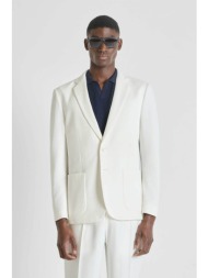 antony morato ανδρικό σακάκι textured regular fit `raya` - ja00498fa150231 υπόλευκο