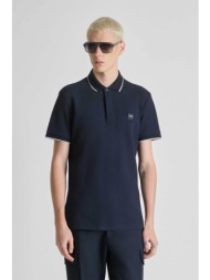 antony morato ανδρική μπλούζα πόλο πικέ με contrast trims και logo patch regular fit - ks02640fa1002
