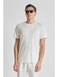 antony morato ανδρικό t-shirt μονόχρωμο με λογότυπο regular fit - ks02662fa100231 υπόλευκο