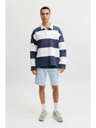 jack & jones ανδρική βερμούδα με ελαστική μέση και λογότυπο regular fit - 12292136 σιελ