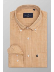 oxford company ανδρικό sport πουκάμισο button down μονόχρωμο regular fit - f110-bz10.04 μουσταρδί
