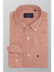 oxford company ανδρικό sport πουκάμισο button down μονόχρωμο regular fit - f110-bz10.05 πορτοκαλί