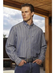 oxford company ανδρικό sport πουκάμισο button down ριγέ regular fit - j120-bz10.01 λευκό - μπλε