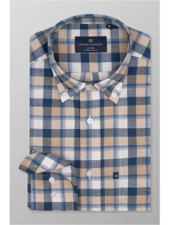 oxford company ανδρικό sport πουκάμισο button down καρό regular fit - f130-bz10.03 σκούρο μπλε
