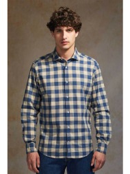 oxford company ανδρικό sport πουκάμισο καρό slim fit `romeo` - f131-rz21.03 μπλε