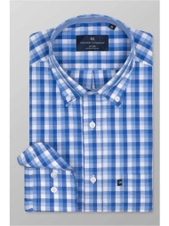 oxford company ανδρικό sport πουκάμισο button down καρό regular fit - f132-bz10.02 γαλάζιο