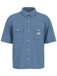 guess ανδρικό πουκάμισο μονόχρωμο με τσέπες regular fit - m6gh61wn861 μπλε ανοιχτό