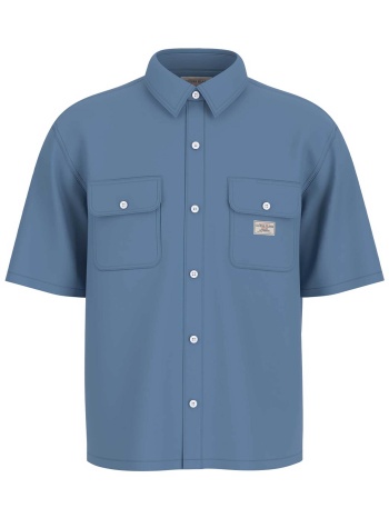 guess ανδρικό πουκάμισο μονόχρωμο με τσέπες regular fit  σε προσφορά