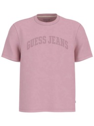 guess ανδρικό t-shirt με logo print regular fit - m6gib6k8fq4 ροζ