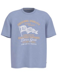 guess ανδρικό t-shirt με print oversized fit - m6gib8k8fq4 μπλε ανοιχτό