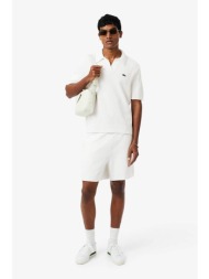 lacoste ανδρική βερμούδα μπουκλέ με κεντημένο λογότυπο relaxed fit - gh0799 λευκό