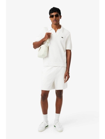 lacoste ανδρική βερμούδα μπουκλέ με κεντημένο λογότυπο σε προσφορά