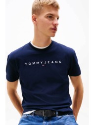 tommy jeans ανδρικό t-shirt με λογότυπο regular fit - dm0dm20744 μπλε σκούρο