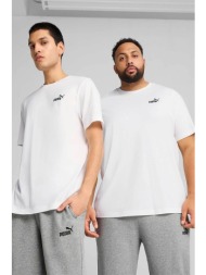 puma ανδρικό t-shirt με λογότυπο regular fit `essential small no.1` - 682534 λευκό