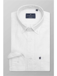 oxford company ανδρικό πουκάμισο button down μονόχρωμο regular fit - l310-bn11.01 λευκό