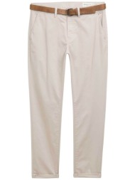 tom tailor ανδρικό παντελόνι chino με ζώνη slim fit - 1027694 εκρού
