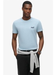 superdry ανδρικό t-shirt με κεντημένο λογότυπο slim fit `essential logo` - m1011245a μπλε ανοιχτό