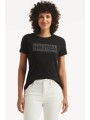 nautica γυναικείο t-shirt με λογότυπο από στρας classic fit - 38v107 μαύρο