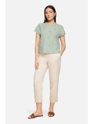 betty & co γυναικείο παντελόνι cropped ψηλόμεσο - 6592/3170 εκρού