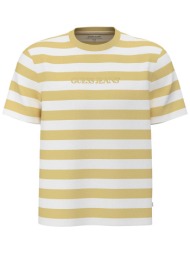guess ανδρικό t-shirt με ριγέ σχέδιο και λογότυπο regular fit - m4yi84k9xf1 κίτρινο