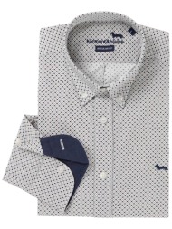 harmont & blaine ανδρικό πουκάμισο button down με μικροσχέδιο και κεντημένο λογότυπο regular fit - c