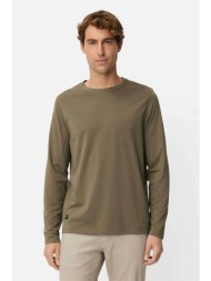 camel active ανδρική μακρυμάνικη μπλούζα με κεντημένο monogram regular fit - c261-409600-7t06 λαδί