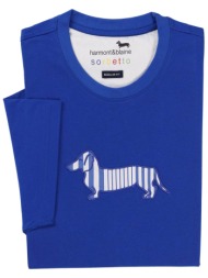 harmont & blaine ανδρικό t-shirt με κεντημένο λογότυπο regular fit - irq403021055r μπλε