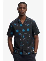 superdry ανδρικό κοντομάνικο πουκάμισο με all-over print relaxed fit `cabana print` - m4011137a μπλε