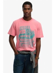 superdry ανδρικό t-shirt με print loose fit `roadside trade` - m1012360a ροζ