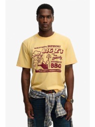 superdry ανδρικό t-shirt με print loose fit `roadside trade` - m1012360a κίτρινο