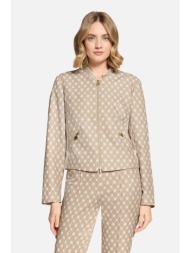 betty barclay γυναικείο σακάκι με all-over logo print - 4714/1706 μπεζ