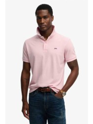superdry ανδρική μπλούζα πόλο πικέ με λογότυπο relaxed fit `vintage destroy` - m1110452a ροζ