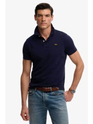 superdry ανδρική μπλούζα πόλο πικέ με λογότυπο relaxed fit `vintage destroy` - m1110452a μπλε σκούρο